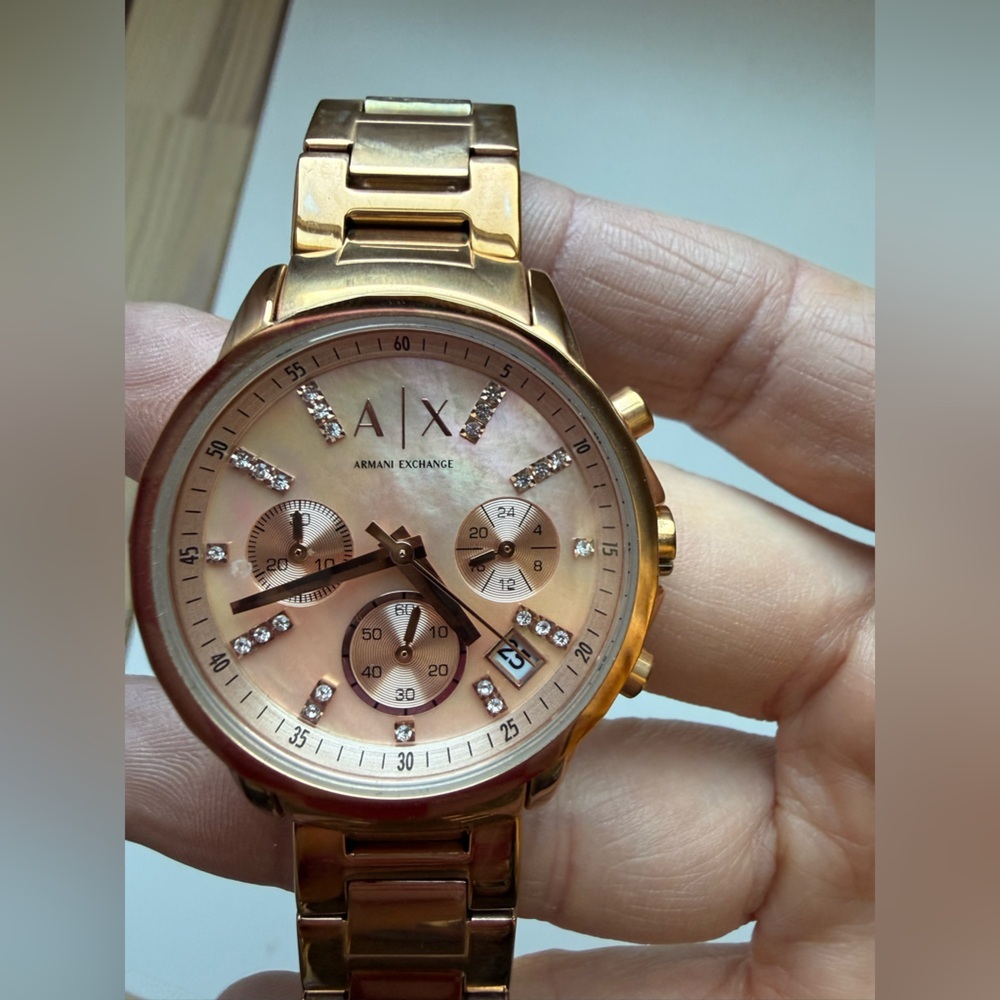 Armani Exchange Rose Gold Chronograph Watch - Picture 3 of 11